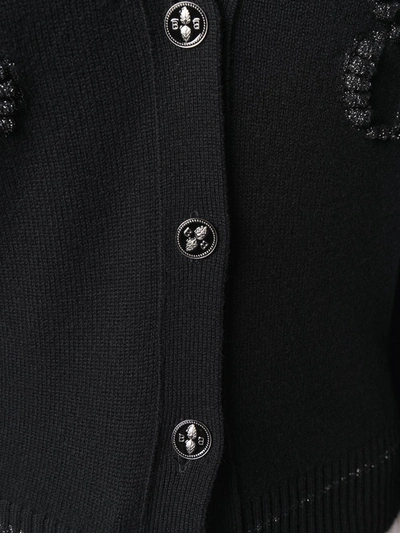 Shop Barrie Two-tone Monogram Cardigan In Black