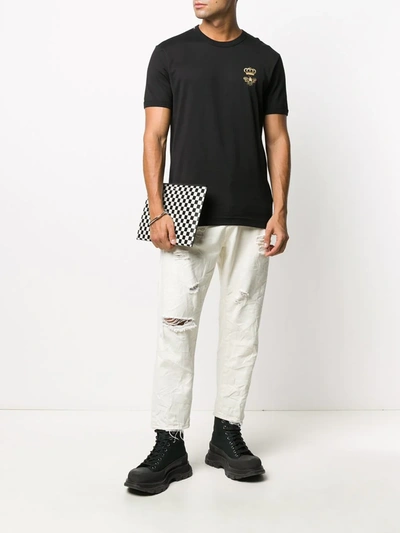 Dolce & Gabbana Crown And Bee Embroidered Crew Neck T-shirt In Black
