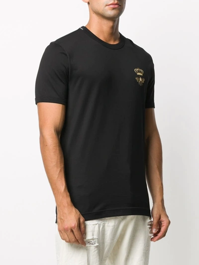 Shop Dolce & Gabbana Embroidered Cotton T-shirt In Black