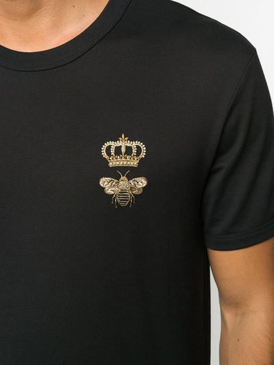 Shop Dolce & Gabbana Embroidered Cotton T-shirt In Black