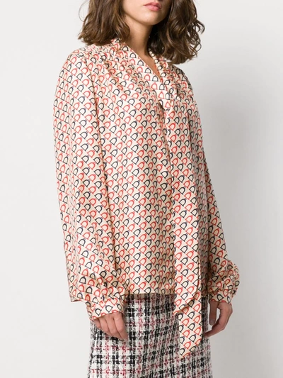 Shop Gucci Silk Stirrup Shirt In Neutrals