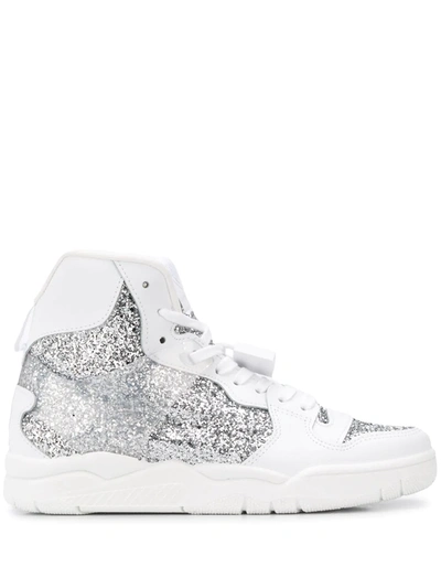 Shop Chiara Ferragni Basket Glitter High-top Sneakers In White