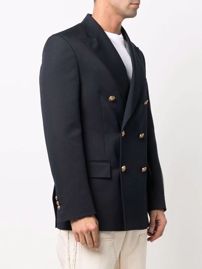Golden Goose Golden Collection Wool-blend Peacoat In Blue