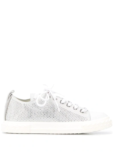 Shop Giuseppe Zanotti Rhinestone Embellished Sneakers In Silver