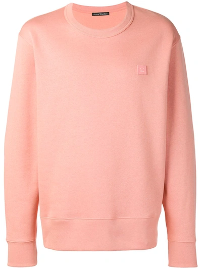 Shop Acne Studios Fairview Face Sweatshirt In Pink