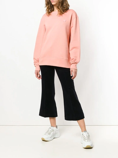 Shop Acne Studios Fairview Face Sweatshirt In Pink