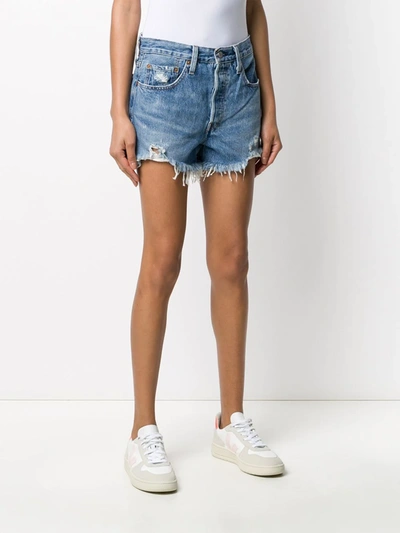 Levi's Distressed Jean Shorts In Blue