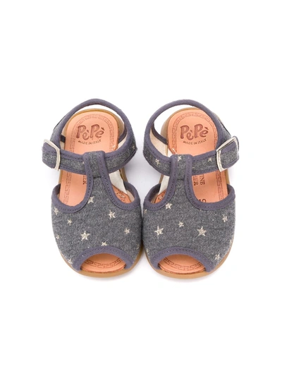 Shop Pèpè Star-print Jersey Sandals In Blue