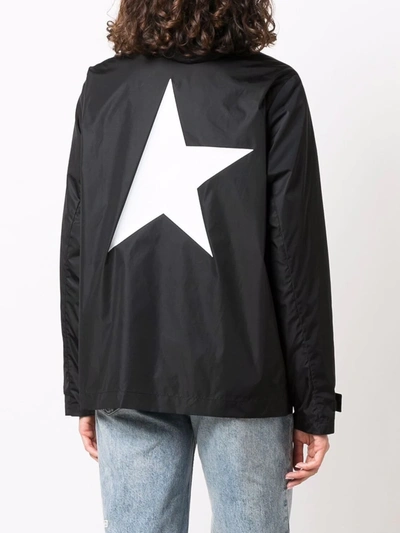 Golden Goose Daris Star Collection Logo Hooded Windbreaker In Schwarz