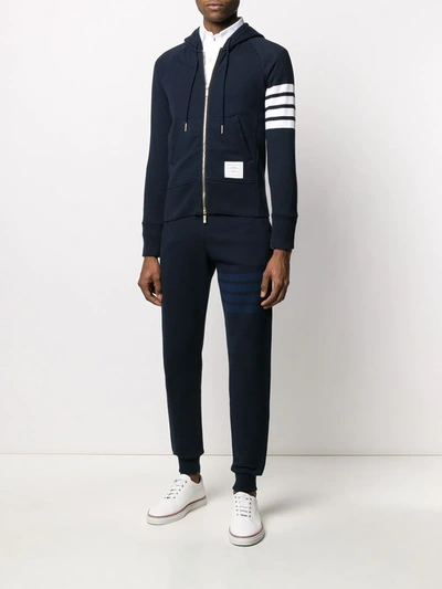 Thom Browne 4-bar Zip-up Hoodie In Blue