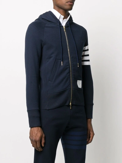 Thom Browne 4-bar Zip-up Hoodie In Blue