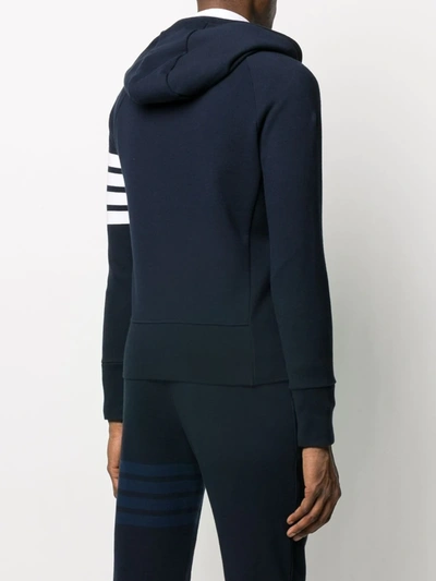 Thom Browne 4-bar Zip-up Hoodie In Blue