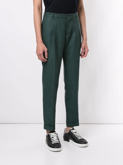 Shop Dolce & Gabbana Straight-leg Linen Trousers In Green