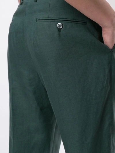 Shop Dolce & Gabbana Straight-leg Linen Trousers In Green