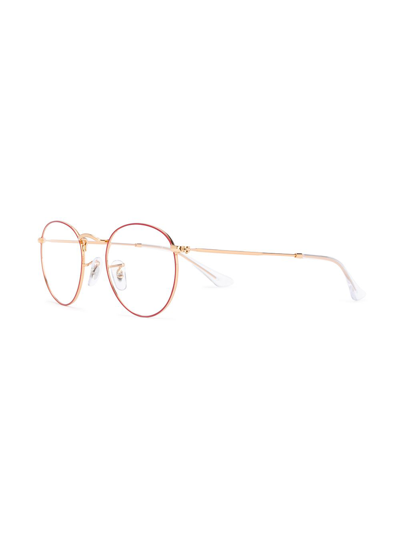 Ray Ban Round Wireframe Glasses In Gold