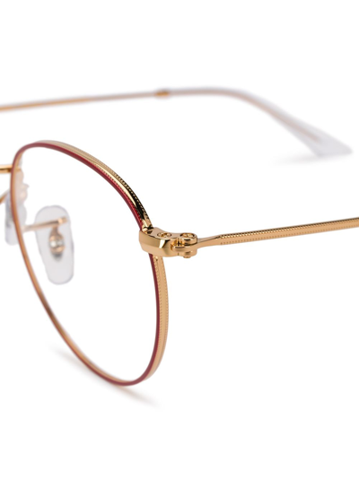 Ray Ban Round Wireframe Glasses In Gold