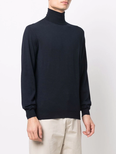 Dell'oglio Fine Knit Roll Neck Jumper In Blau
