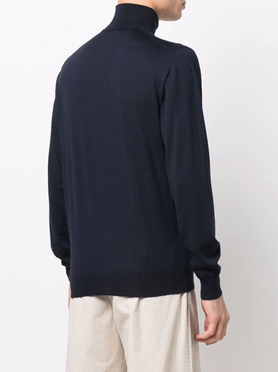 Shop Dell'oglio Fine Knit Roll Neck Jumper In Blau