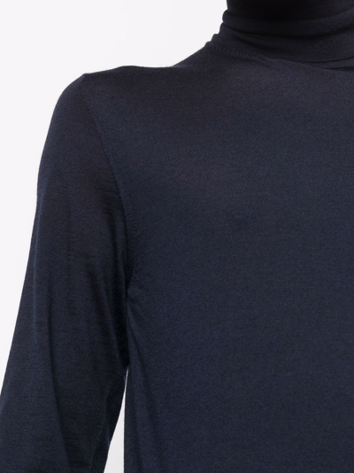 Shop Dell'oglio Fine Knit Roll Neck Jumper In Blau