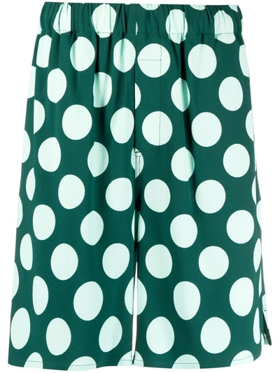 Shop Ami Alexandre Mattiussi Polka Dot Bermuda Shorts In Green