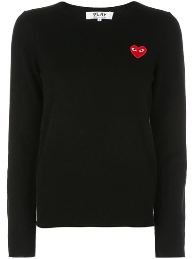 Shop Comme Des Garçons Play Heart Long Sleeve T-shirt In Black