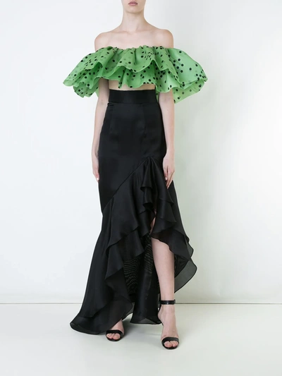 Bambah Double Ruffle Top In Green