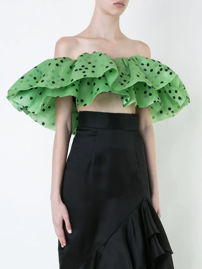 Bambah Double Ruffle Top In Green