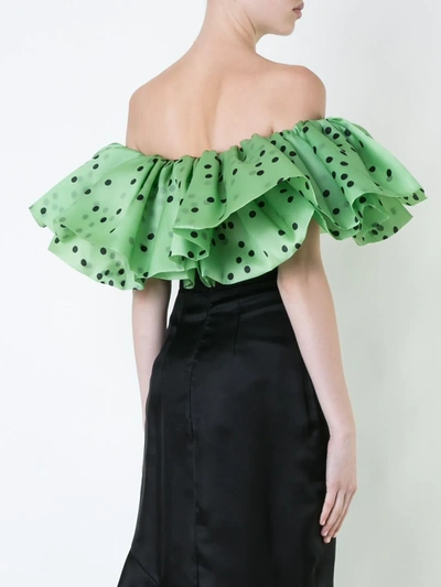 Shop Bambah Double Ruffle Top In Green