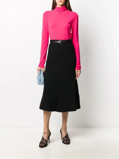 Shop Bottega Veneta Ribbed A-line Skirt In Black