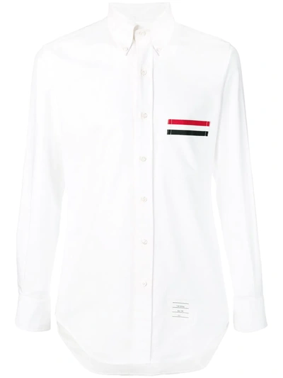 Shop Thom Browne Grosgrain Pocket Trim Oxford Shirt In White
