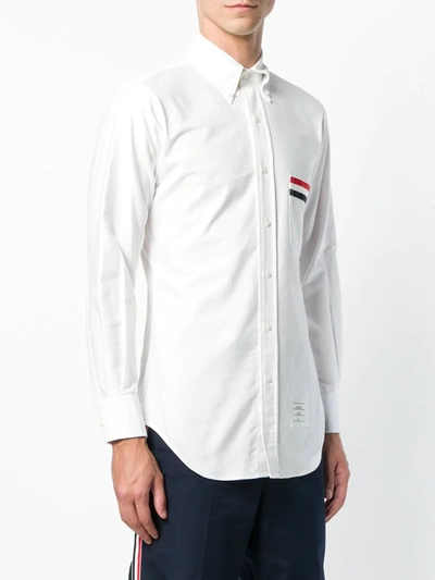 Shop Thom Browne Grosgrain Pocket Trim Oxford Shirt In White