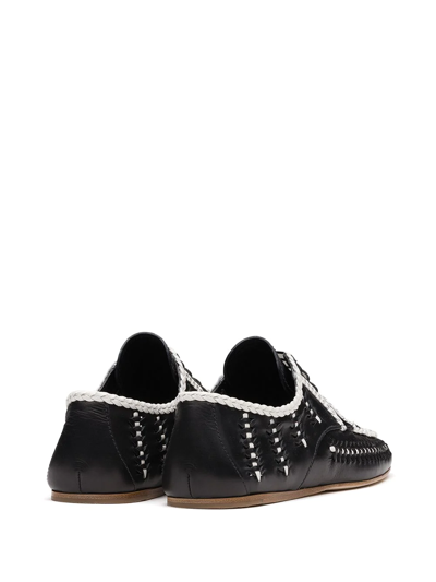 Shop Prada Two-tone Woven Lace-up Shoes In Black