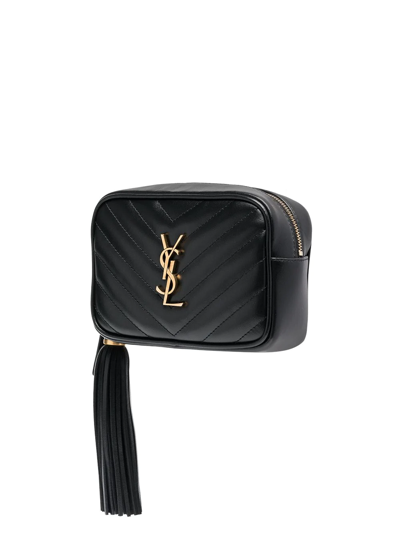 SL BLK QULTD  LTHR BELT BAG W/ GLD YSL N