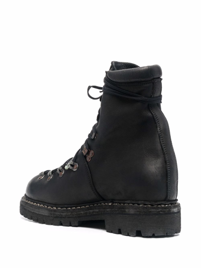 Shop Guidi Lace-up Leather Boots In 黑色