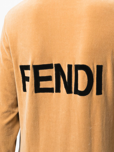 Pre-owned Fendi 1990s Logo Patch Polo Shirt In Brown