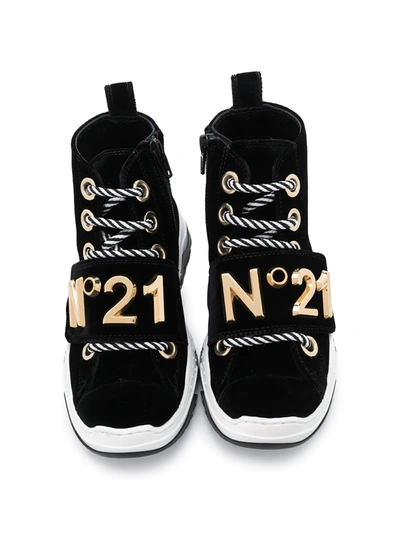 Shop N°21 Logo Plaque High-top Sneakers In Black