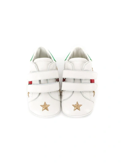 Shop Gucci Bee And Star Embroidered Sneakers In White