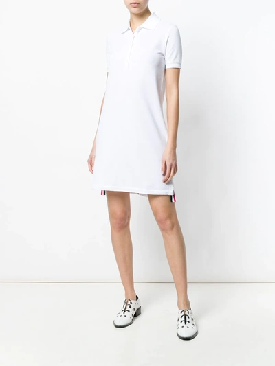 Shop Thom Browne Rwb Stripe Piqué Polo Dress In White