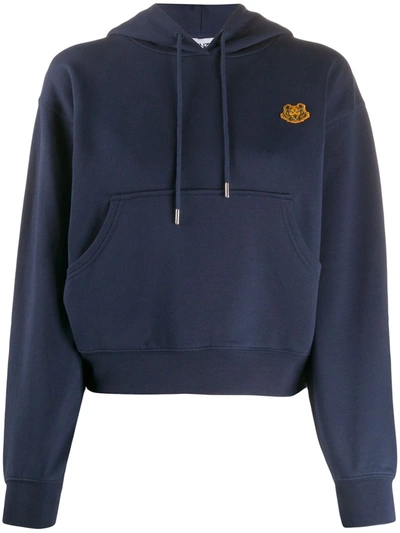 Shop Kenzo Tiger Patch Hoodie In Blue