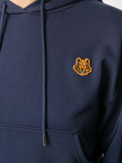 Shop Kenzo Tiger Patch Hoodie In Blue