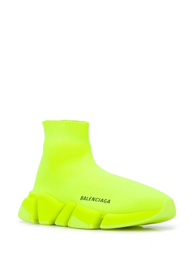 Shop Balenciaga Speed.2 Lt Knit Sole Mono Fl Sock Sneakers In Yellow