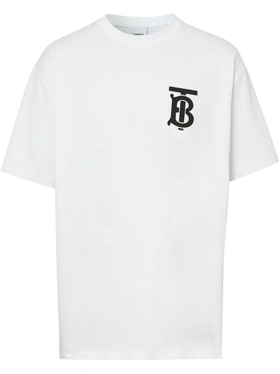 Shop Burberry Oversized Monogram Motif T-shirt In White