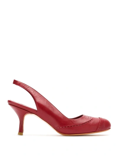 Shop Sarah Chofakian Leather Pumps In Red