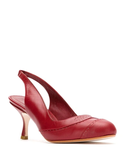 Shop Sarah Chofakian Leather Pumps In Red