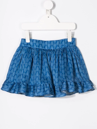 Shop Knot Ruffle Detail Skirt In Blue