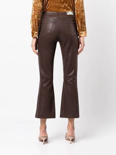 Shop L Agence Kendra Coated Cropped Jeans In Brown