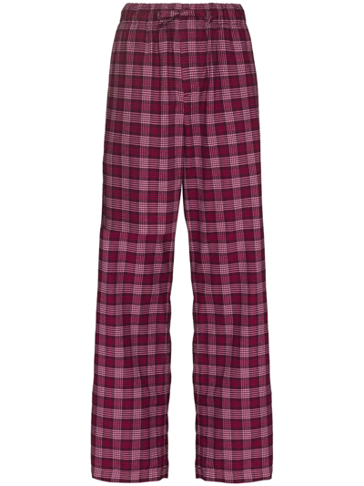 Shop Tekla Flannel Straight-leg Pajama Bottoms In Pink