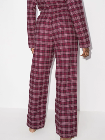 Shop Tekla Flannel Straight-leg Pajama Bottoms In Pink