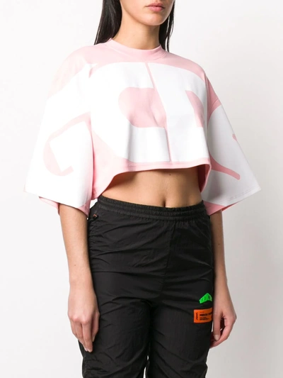 Shop Gcds Oversized Logo Cropped Top In Pink