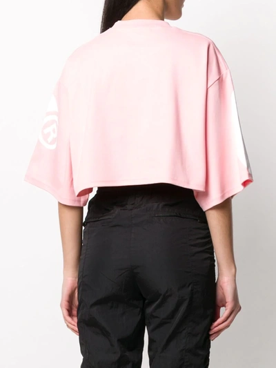 Shop Gcds Oversized Logo Cropped Top In Pink